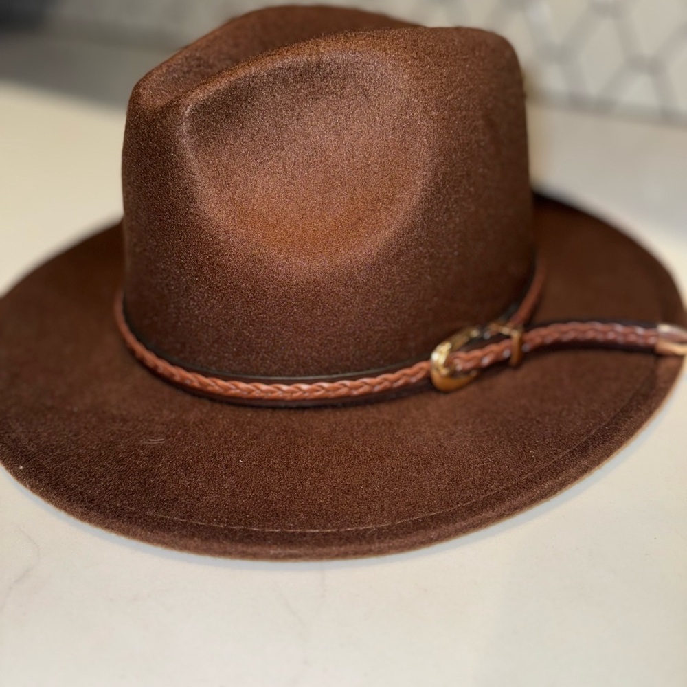 Brown Fedora Hat with Braided Band